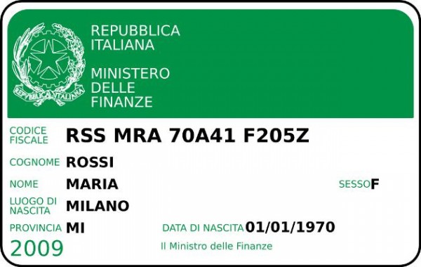 Codici fiscale 例
